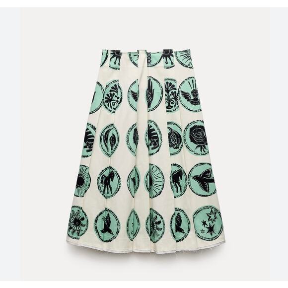 Zara  Printed Box Pleat Skirt - Picture 1 of 8